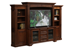 entertainment center with bookcases