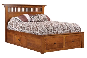 mission bed with drawer unit
